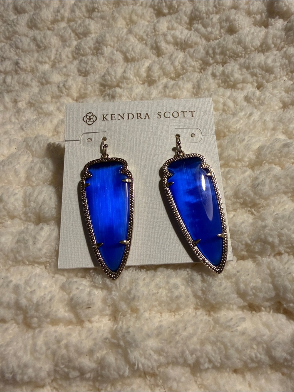 NWT Kendra Scott Skylar Gold Drop Earrings Cobalt Blue